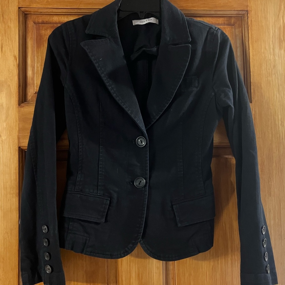 Zara Vintage Black Tailored Blazer 97% Cotton